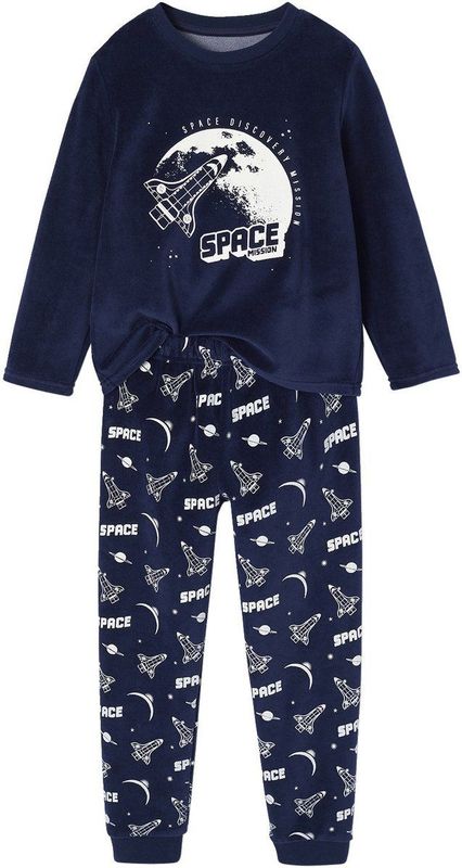 Vertbaudet - Pyjama - Fluweel - Raketprint - Voor Jongens