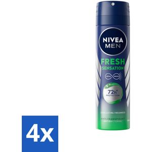 NIVEA MEN - Deodorant Spray - Fresh Sensation - 150 ml - Voordeelverpakking - 4 stuks