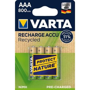 Varta Recycled Oplaadbare AAA Batterijen | 800 mAh | NiMH