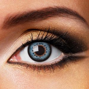 Fashionlens® kleurlenzen - Glamour Blue - jaarlenzen met lenshouder - blauwe contactlenzen