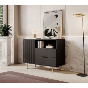 Meubella - Dressoir Nicola - Mat zwart - 107 cm