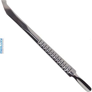 MEDLUXY® - Bokkepootje & Nagelriemmesje - Ergonomische Handgreep - RVS - totale lengte 15 cm [cuticle pusher & cleaner, nagelriemduwer en nagelriemverwijderaar, INOX]
