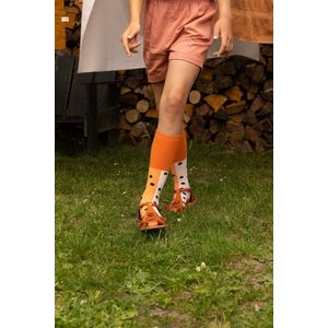 Sticky Lemon - knee high socks | black freckles | candy pink + faded orange