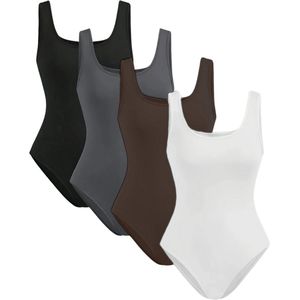 Livano Bodysuit Dames - Jumpsuit - Corrigerend Ondergoed - Body plunge - Lingerie - Setje Vrouwen - 4 Pcs - Gemengd 2 - Maat XS