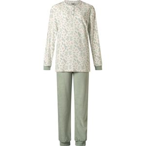 Cocodream dames pyjama velours - maat L - Dennentak all-over - mint