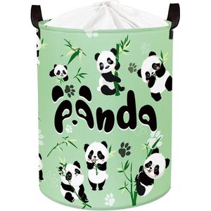 45 l, schattige panda, bamboe, kinderwasmand, opvouwbaar, rond, groen, opbergmand voor kleding, speelgoed in de slaapkamer, 36 x 45 cm