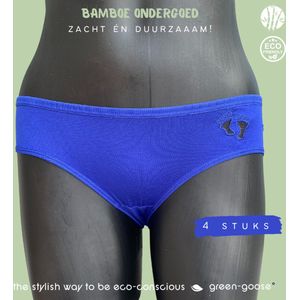 green-goose® Bamboe Dames Slip | 4 Stuks | Blauw, S | Met Gestikt Voetjes Logo | Duurzaam, Ademend en Heerlijk Zacht
