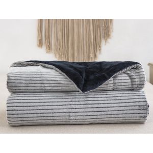 Luxe Fleece deken - Plaid 150x200cm - Triple Layer - Dubbelzijdig Grijs/Petrol