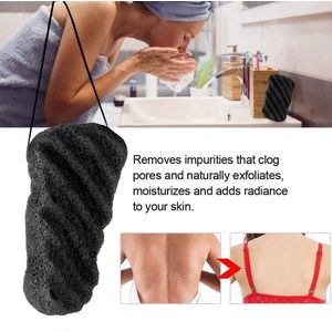Konjac-spons natuurlijke langgolftype lichaamsspons Groot formaat Konjac wassen Reinigen en scrubben Fladderen Gezichtsverzorging Sponzen(02# bamboe houtskool)