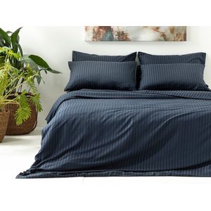 English Home - Chrystal Kingsize dekbedovertrekset - Hotel Look -Incl. Hoeslaken 180X200 cm - Incl. 2 kussenslopen - 240x220 cm – Donker Blauw