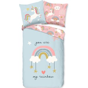Leuke kids dekbedovertrek Unicorn - 100x135 (ledikant) - vrolijke uitstraling - hoogwaardige kwaliteit - heerlijk zacht en comfortabel - ademend en huidvriendelijk - ideaal voor de kinderkamer
