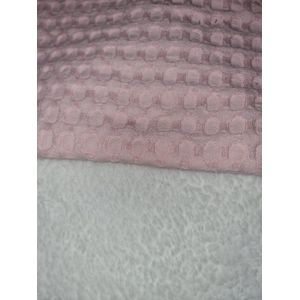 Kinderwagen deken witte teddy met wafelstof - 60 x 80 cm - licht roze