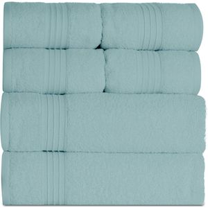 lichtblauw, 6-delig, 4 x handdoeken 50 x 100 cm, 2 x badhanddoek 70 x 140 cm, handdoeken met hanger