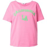 Angel of Style - Dames - Sweatshirt boxy fit korte mouw frotté opschrift - Bleekroze - Maat 42