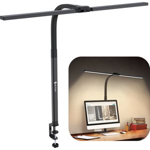 Siltcon® Bureaulamp – Bureaulamp LED Dimbaar – Bureaulamp met Klem – Tafellamp – Hobbylamp – Ledlamp - Klemlamp - Afstandsbediening - Touch Screen- 2.700 K tot 6.500 K - Premium Staal