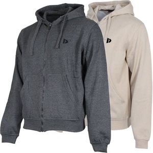 2-Pack Donnay - Sweatvest met capuchon (Bruce) - Sportvest - Heren - Charcoal-marl/Sand (595) - maat L