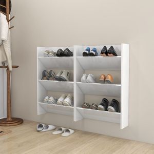 The Living Store Schoenenkast - Wit - 60x18x90 cm - Ruimtebesparend en georganiseerd