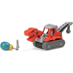 Eurekakids Dino Bouwpakket Auto Rood - Dinosaurus Sloopwagen om te Bouwen - Sloopauto en T-Rex in 1