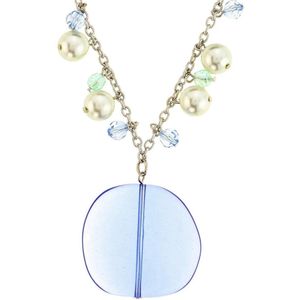 Behave - Ketting met blauwe hanger en parels - Zomers & speels