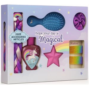 Magical Unicorn en Mermaid Hair & Beauty Giftset – Haarborstel, Scrunchie, Vlecht, Bubble Bath & Haarclips – Cadeauset voor Meisjes – Schoencadeau & Sinterklaas Cadeau