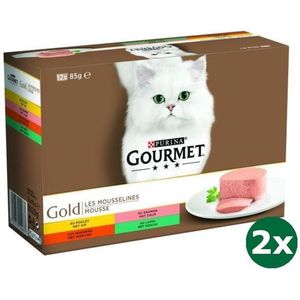 Gourmet gold 12-pack fijne mousse kattenvoer 2x 12x85 gr