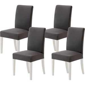 MIULEE Stoelhoezen, set van 4, stretch, afneembare eetkamerstoelen, wasbaar, duurzaam, moderne hoezen, onderhoudsvriendelijk voor keuken, woonkamer, restaurant, banket, familie, feest, donkergrijs