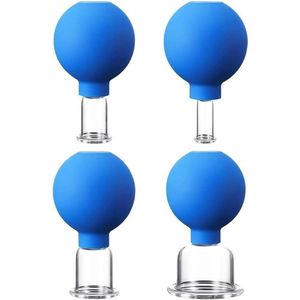 4 stuks siliconen gezichtsmassagebekers voor huidlift, vermindering van cellulitis - blauw - gezichtsmassager met schrapende kopjes