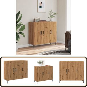 vidaXL Dressoir - 90x34x80 cm - Artisanaal Eiken Dressoir - Houten Dressoir - Opslagmeubel - Salontafel - Tv Tafel