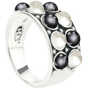 Symbols 9SY 0067 50 Zilveren Ring - Maat 50 - Parel - Grijs - Wit - Geoxideerd