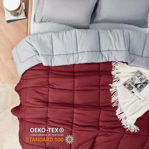 Dekbed, 155 x 220 cm, omkeerbaar dekbed voor het hele jaar, Oeko-Tex-gecertificeerd, 300 g/m², dekbed, 155 x 220 cm, 4 seizoenen, rood, zachte warme slaapdeken voor mensen met een allergie