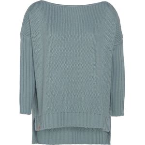Knit Factory Kylie Gebreide Dames Trui - Trui dames winter - Pullover dames - lange mouw - Wintertrui - Damestrui - Boothals - Stone Green - Groen - 36/44