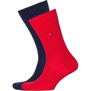 Tommy Hilfiger Classic Socks (2-pack) - herensokken katoen - rood en blauw - Maat: 39-42