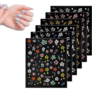 Allecto Plus - 12 Vellen Hibiscus Nagelstickers voor Zomerse Manicure Decoratie met 3D Ontwerp