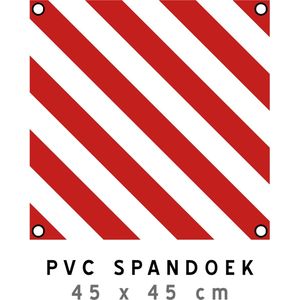 Banner/ PVC doek | Markering fietsendrager | 45 x 45 cm | Extra lading | Met ringen in elke hoek | Waarschuwing | Opvouwbaar | Rood/ wit | Op reis met de auto | 1 stuk