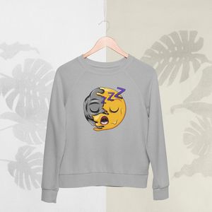 Feel Free - Halloween Sweater - Smiley: Slapend gezicht - Maat S - Kleur Grijs