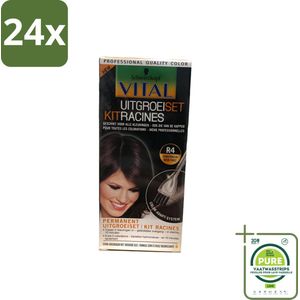 Schwarzkopf Vital - Haarverf - Uitgroeiset - R4 Donkerbruin - 60 ml - Voordeelverpakking - 24 stuks - Haarverf - Uitgroei
