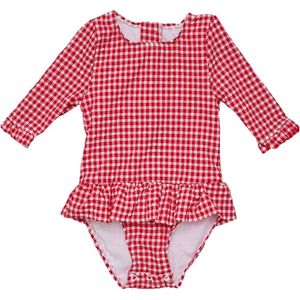 Snapper Rock - UV Zwempak voor baby's en meisjes - Lange mouw - Picnic Party - Rood - maat 1 (69-75cm)