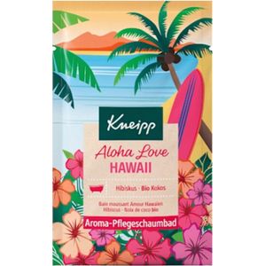 Kneipp Aloha Love Hawaii Badschuim - Bubbelbad | 1x 50 ml - Exotisch - Hibiscusbloemextract & Biologische Kokosolie | Ontspanning - Roze Badwater