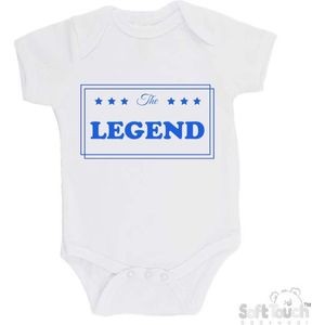 100% Katoenen Romper ""The LEGEND"" Unisex Katoen Wit/blauw Maat 56/62
