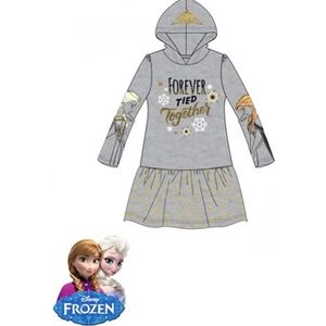 Disney Frozen Jurk - Sweaterstof - Grijs - Goudkleurige Glitterprint - Maat 104
