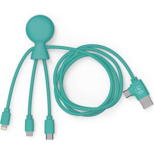 Xoopar - Mr Bio LONG Kabel - Mint - Multi-kabel - USB - Micro-USB - USB-C - Lightning - multiconnectorkabel