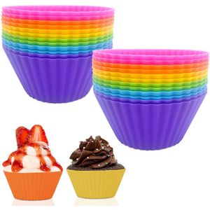 24 Stuks Siliconen Muffinvormen - Herbruikbare Muffinvormpjes - 6 Kleuren