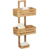 Relaxdays doucherek bamboe - met 3 bakjes - 65 x 28 x 1,5 cm - voor in badkamer