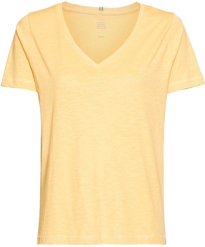 camel active - T-shirt - Geel - V-hals - Puur Katoen