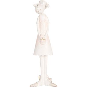Clayre & Eef Decoratie Beeld Schaap 6x4x17 cm Wit Kunststof