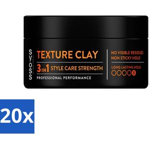 20 x SYOSS - Texture Clay - Verzorging - Langdurige Styling - 100ml - Haartypen - Haarstyling - Texture Clay - Matte Finish - Haar Verzorging