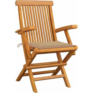 vidaXL Tuinstoelen 3 st inklapbaar met kussens Tuinstoelen - Teak Hout - Buistuinmeubilair - Lounge Stoel - Buis Meubels