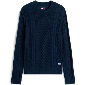 Tommy Jeans - Blauwe Kabeltrui - Heren - Katoen