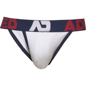 ADDICTED Open Fly Cotton Bikini White/Navy - MAAT XL - Heren Ondergoed - Slip voor Man - Mannen Brief