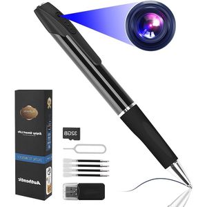 Mini Surveillance Camera 1080P Portable Small Surveillance Camera 32GB Pen Camera Home Office Business Meeting with 5 Ink Refills - Home Security Solution, HD Video Recording